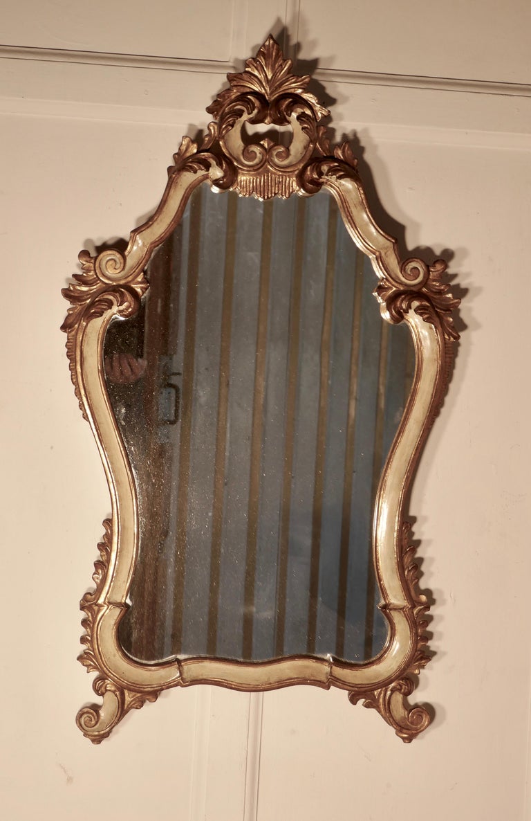 Baroque Revival Carved and Painted Italian Console Mirror For Sale