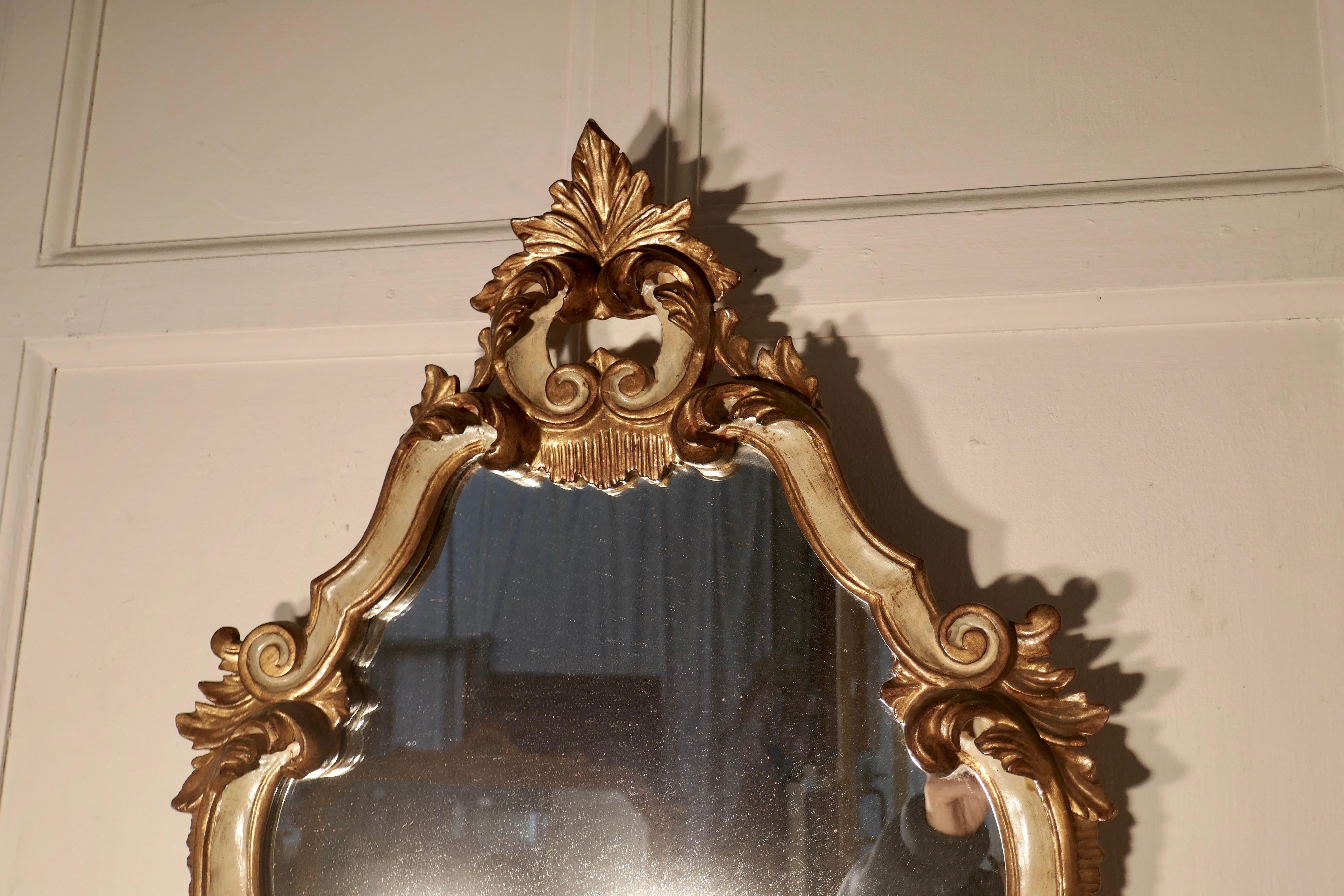 Giltwood Carved and Painted Italian Console Mirror For Sale