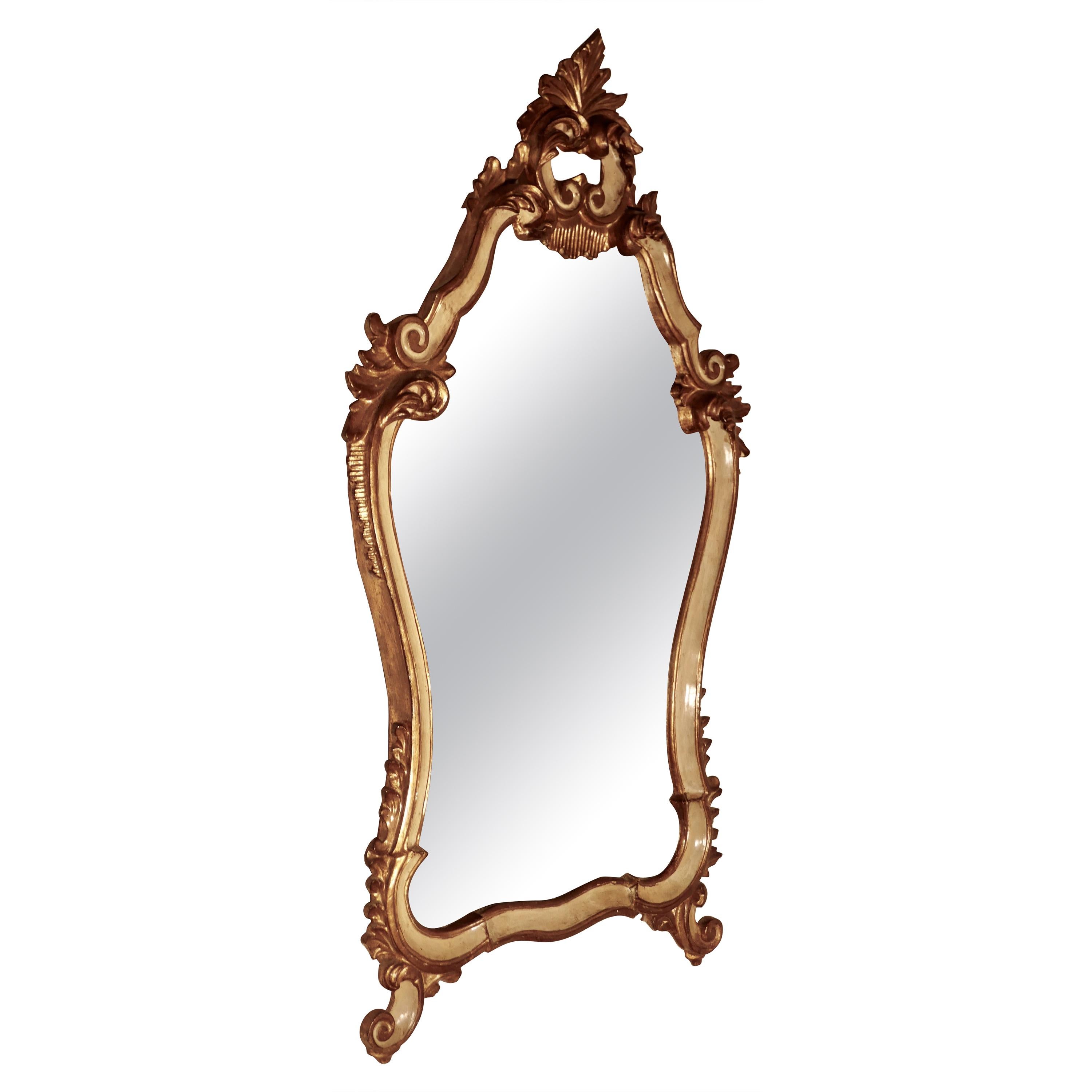 Miroir Console Italien sculpté et peint en vente