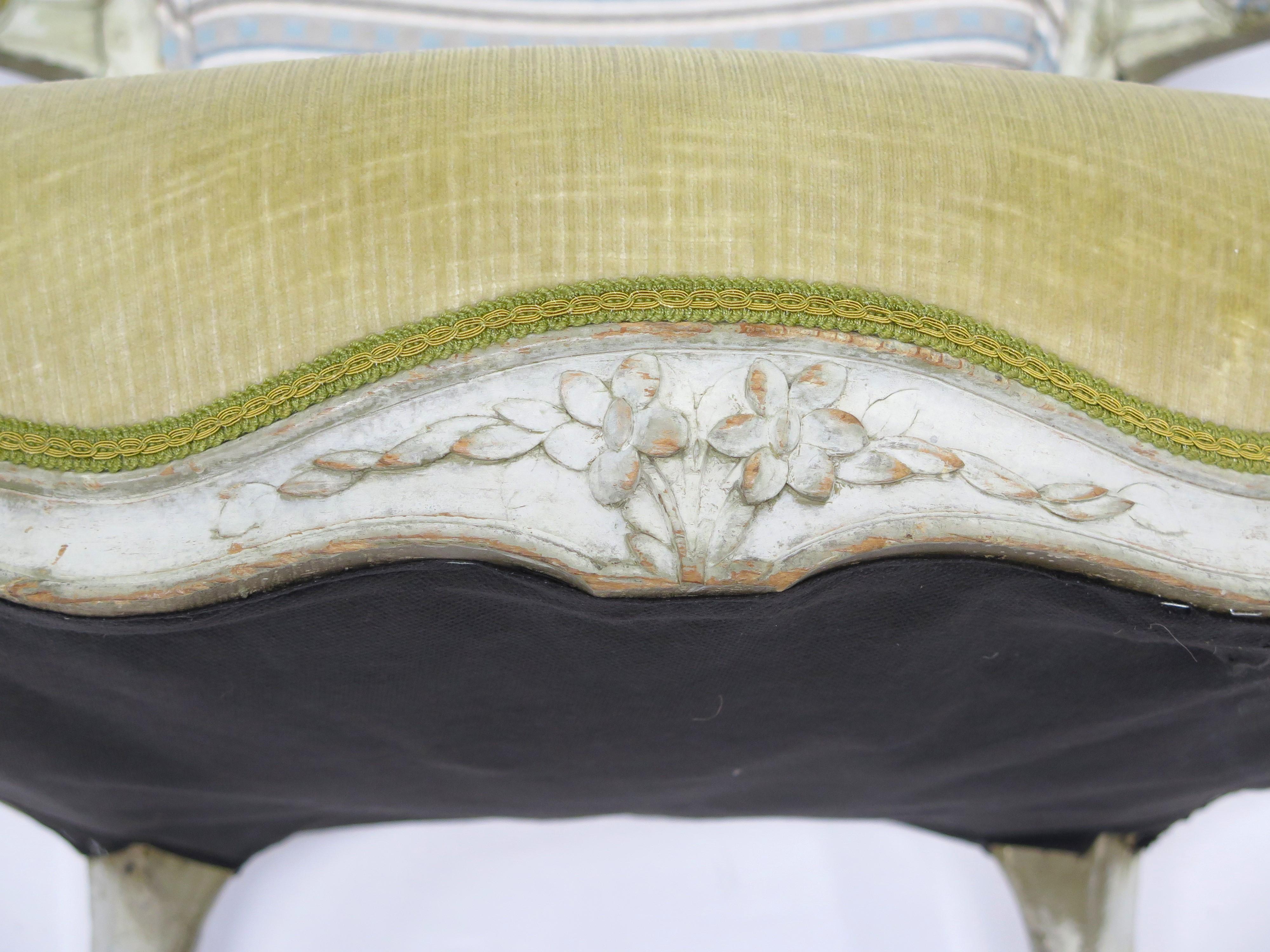 Carved and Painted Louis XV Fauteuils For Sale 6