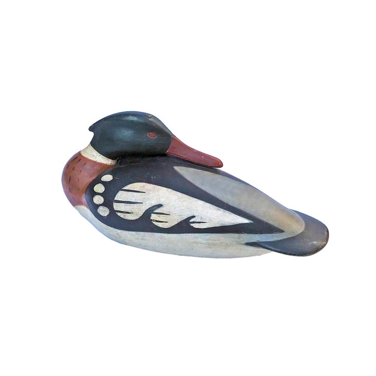 North American Carved and Painted Merganser For Sale