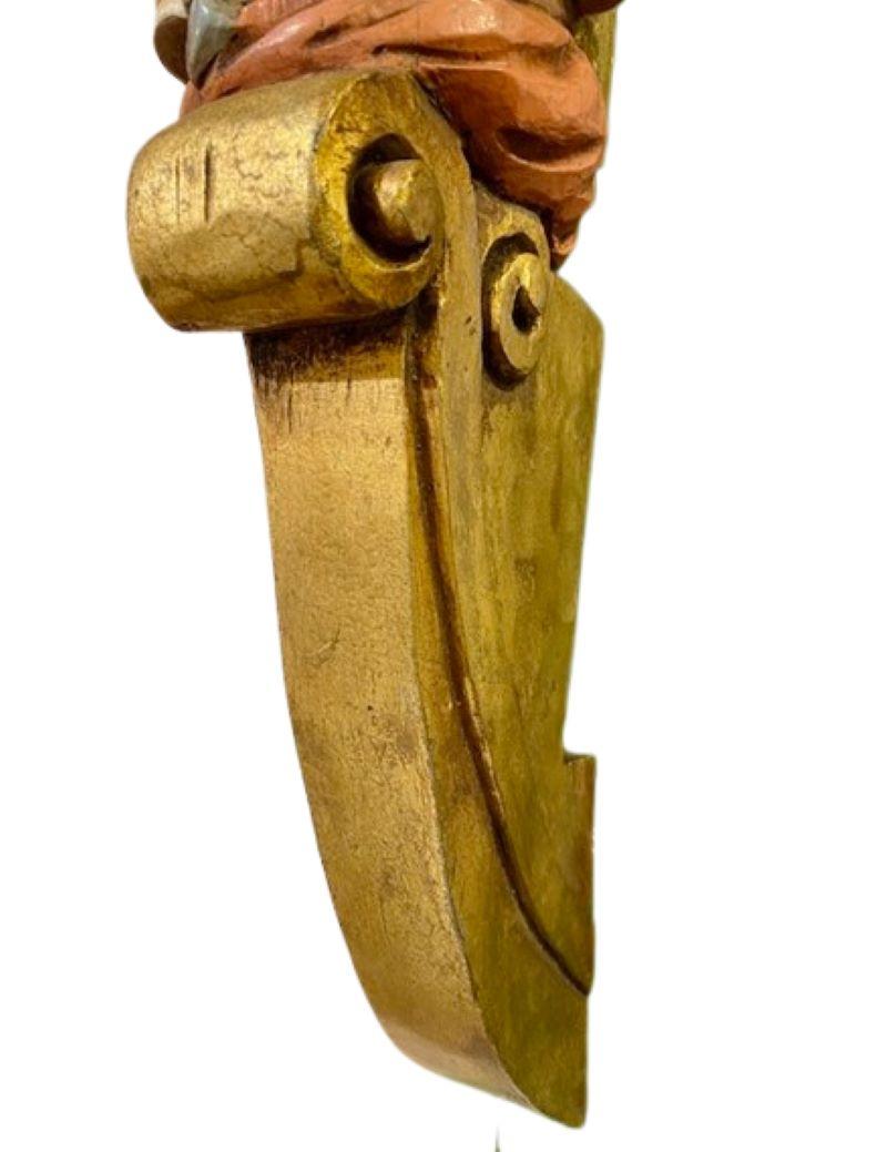 Hand-Carved Carved and Painted Miniature Ship's Figurehead of the Pequot Harpooner Tashtego
