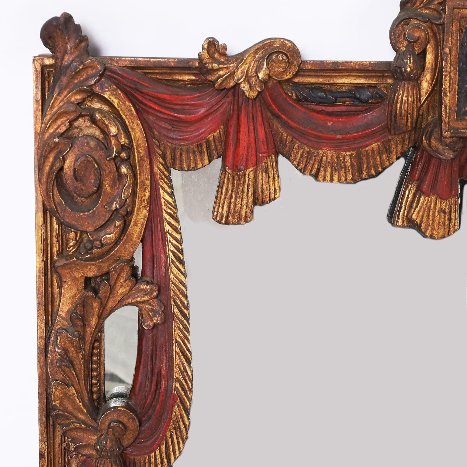 Carved and Painted Neoclassic Frame and Mirror In Good Condition For Sale In Palm Beach, FL