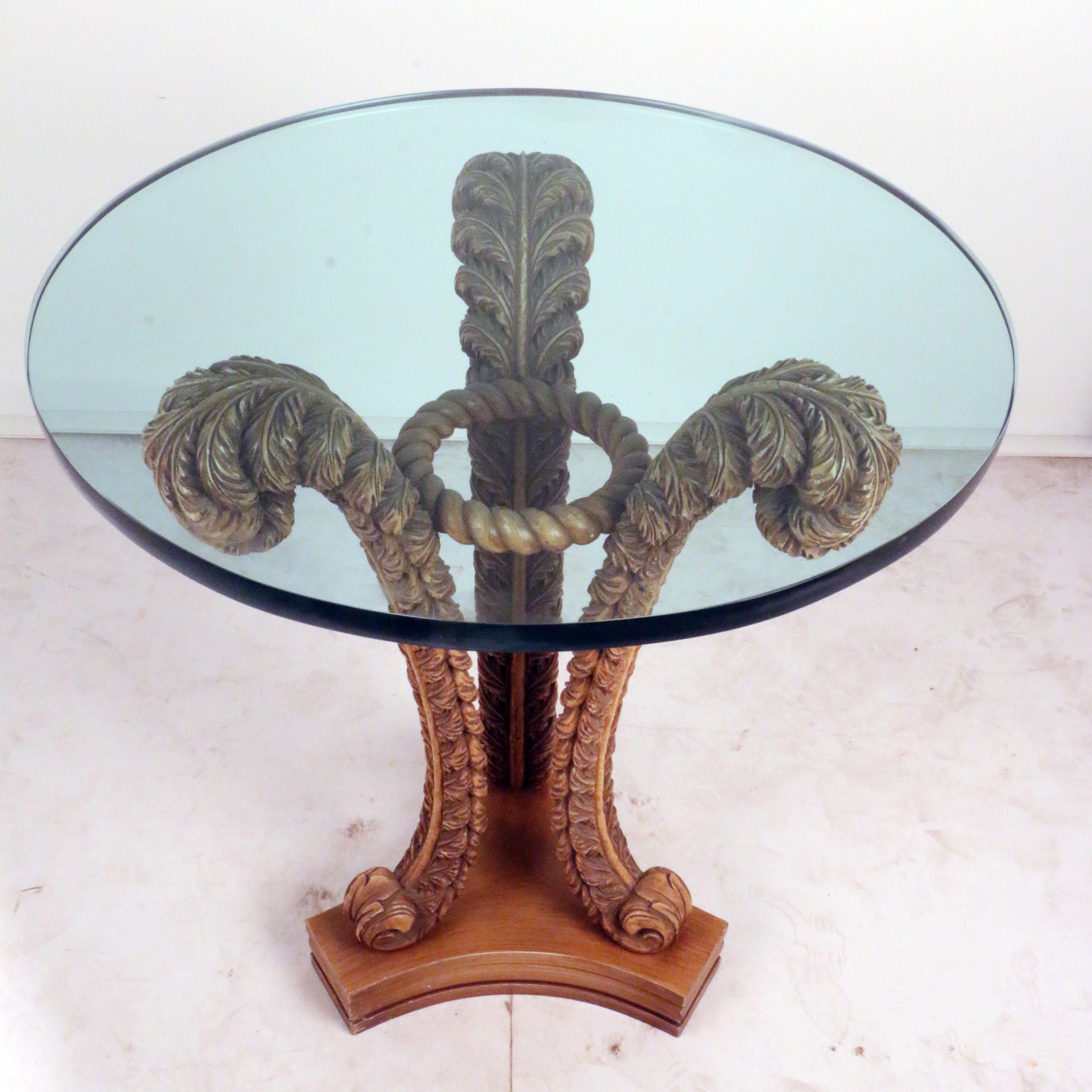 Hand-Carved Carved and Painted Occasional Table, Attributed to Louis Pistono For Sale