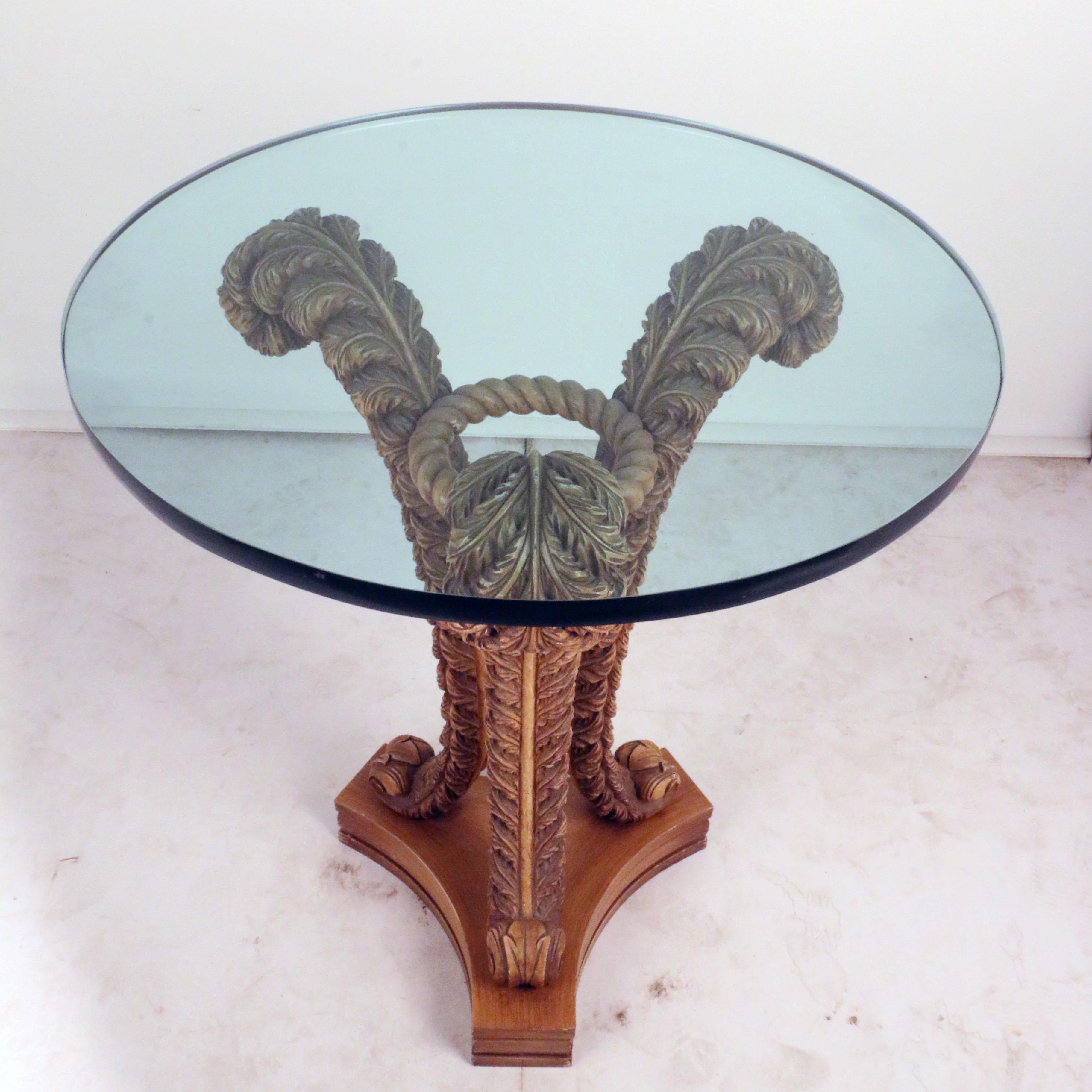Carved and Painted Occasional Table, Attributed to Louis Pistono In Good Condition For Sale In Montreal, QC