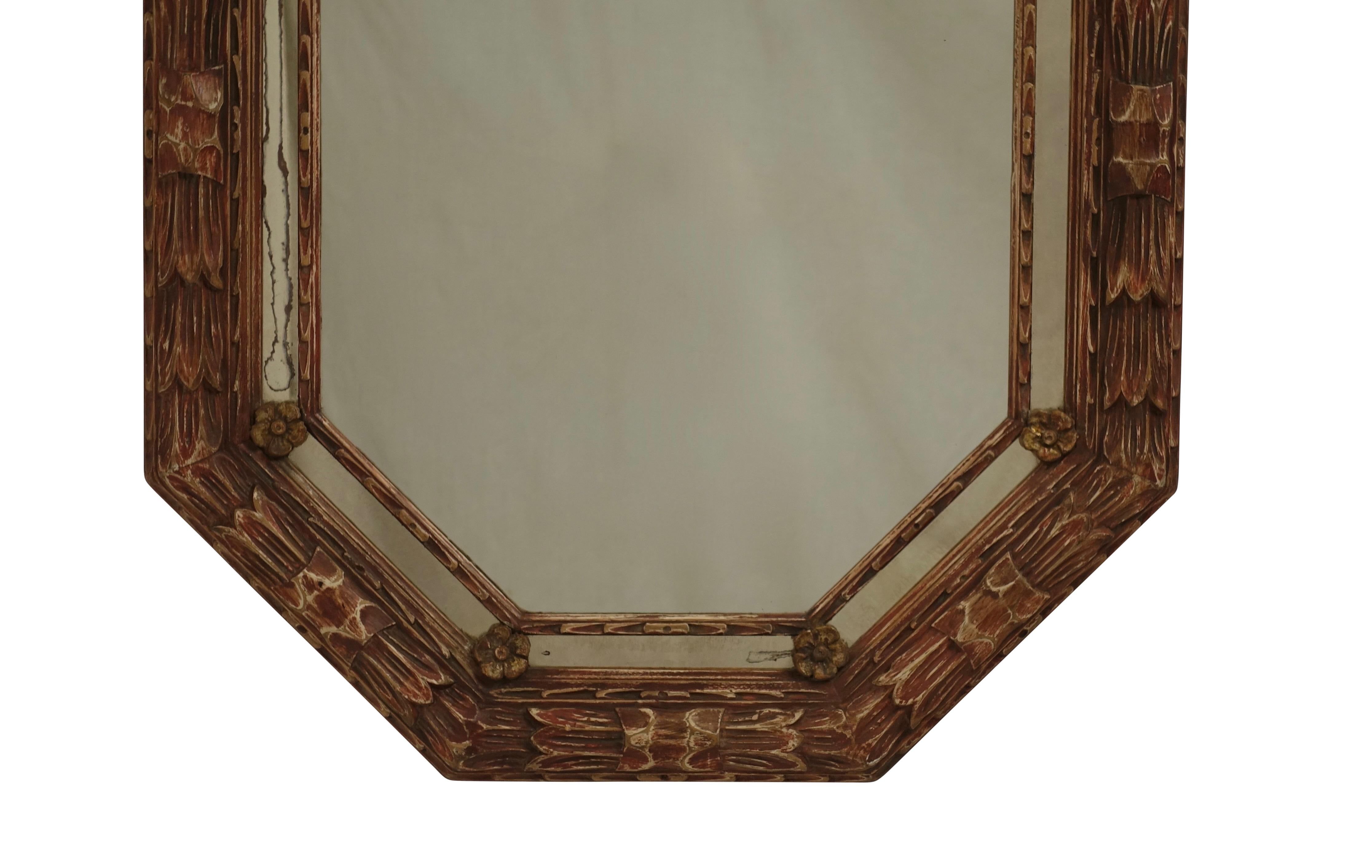 20th Century Carved and Painted Octagonal Mirror