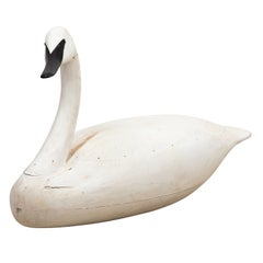 Vintage Carved and Painted Swan Decoy by JP Hand