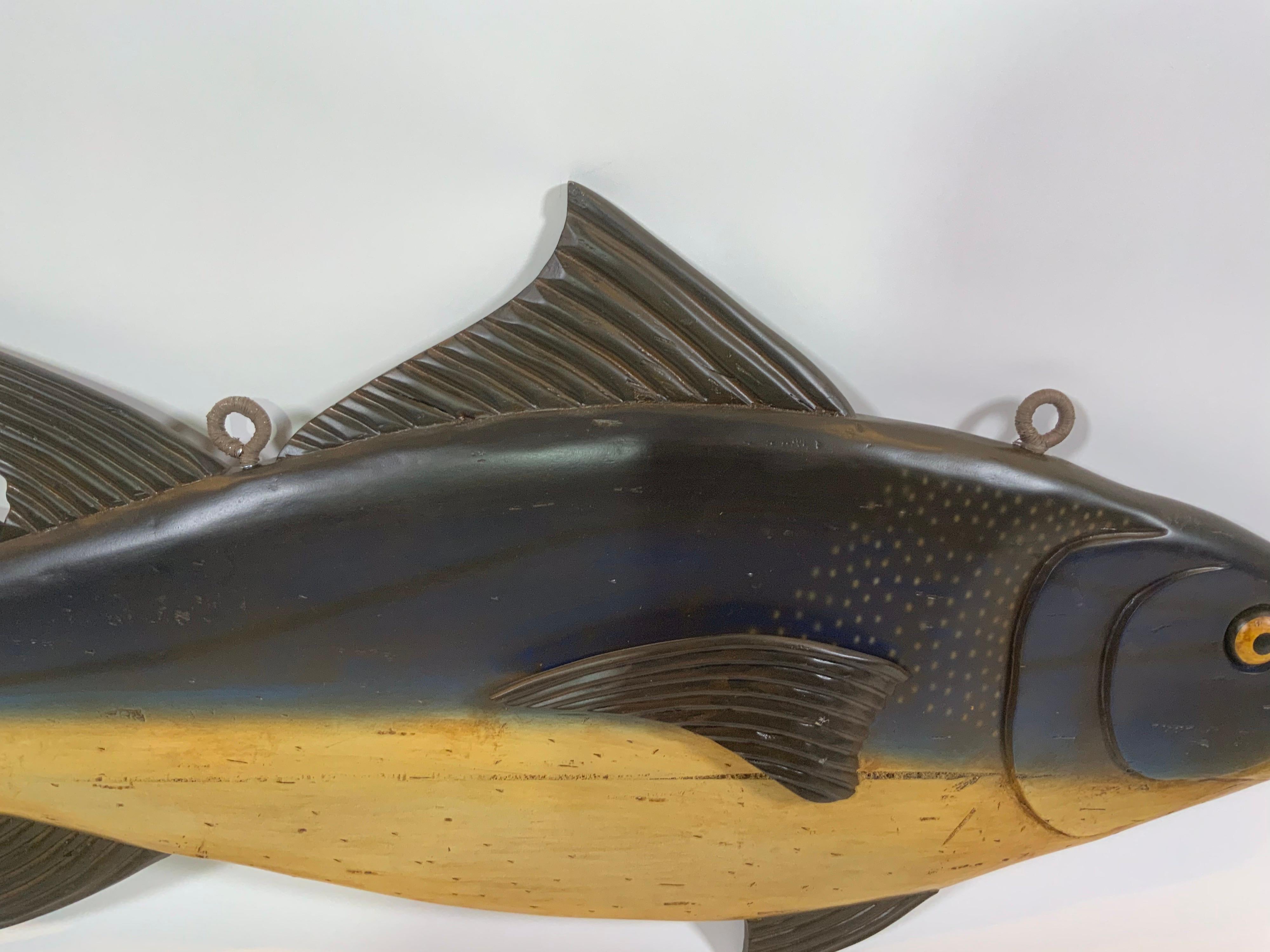 Carved and Painted Tuna Fish Carving In Excellent Condition For Sale In Norwell, MA