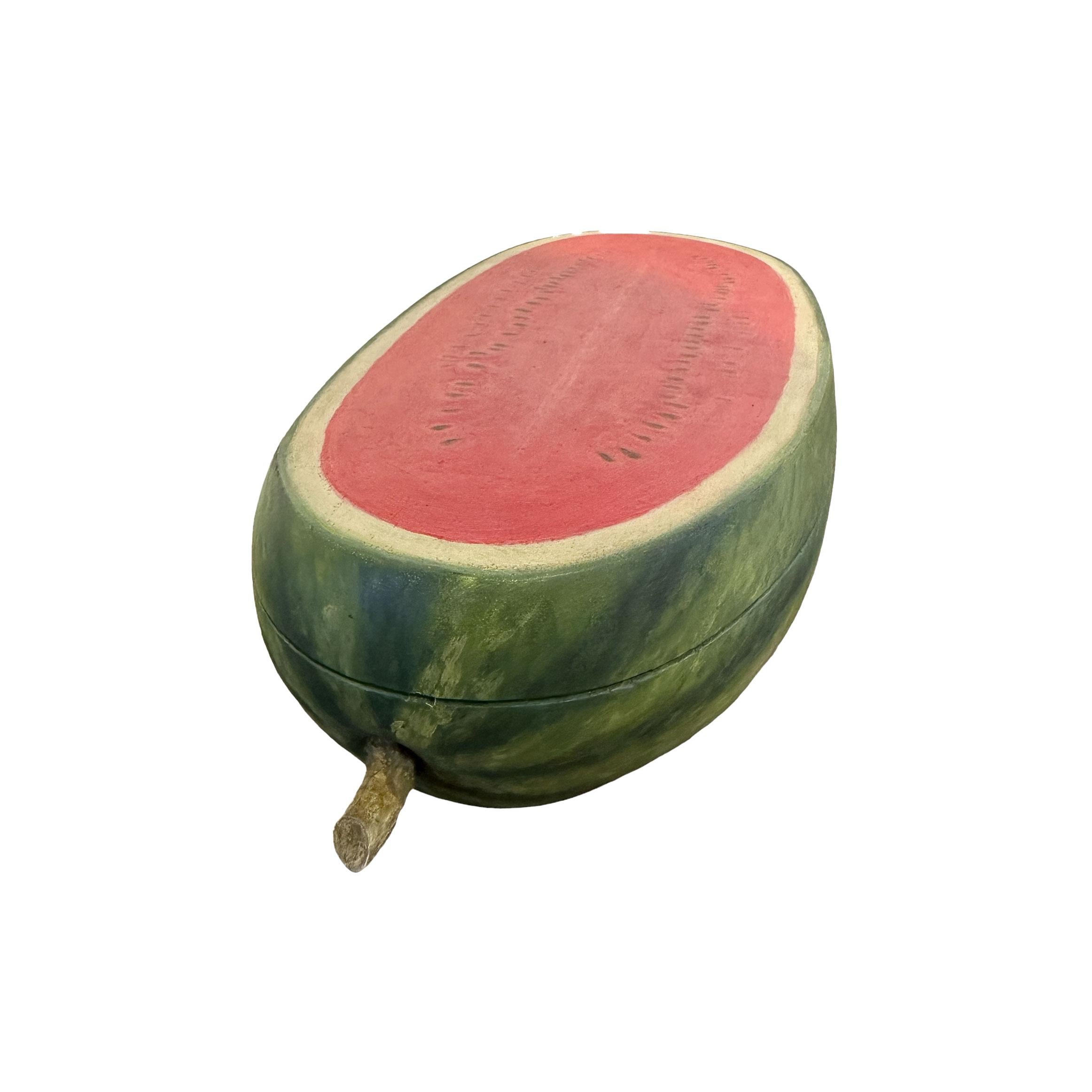 Geschnitzte und bemalte Wassermelonenschachtel von Frank Finney (Volkskunst) im Angebot