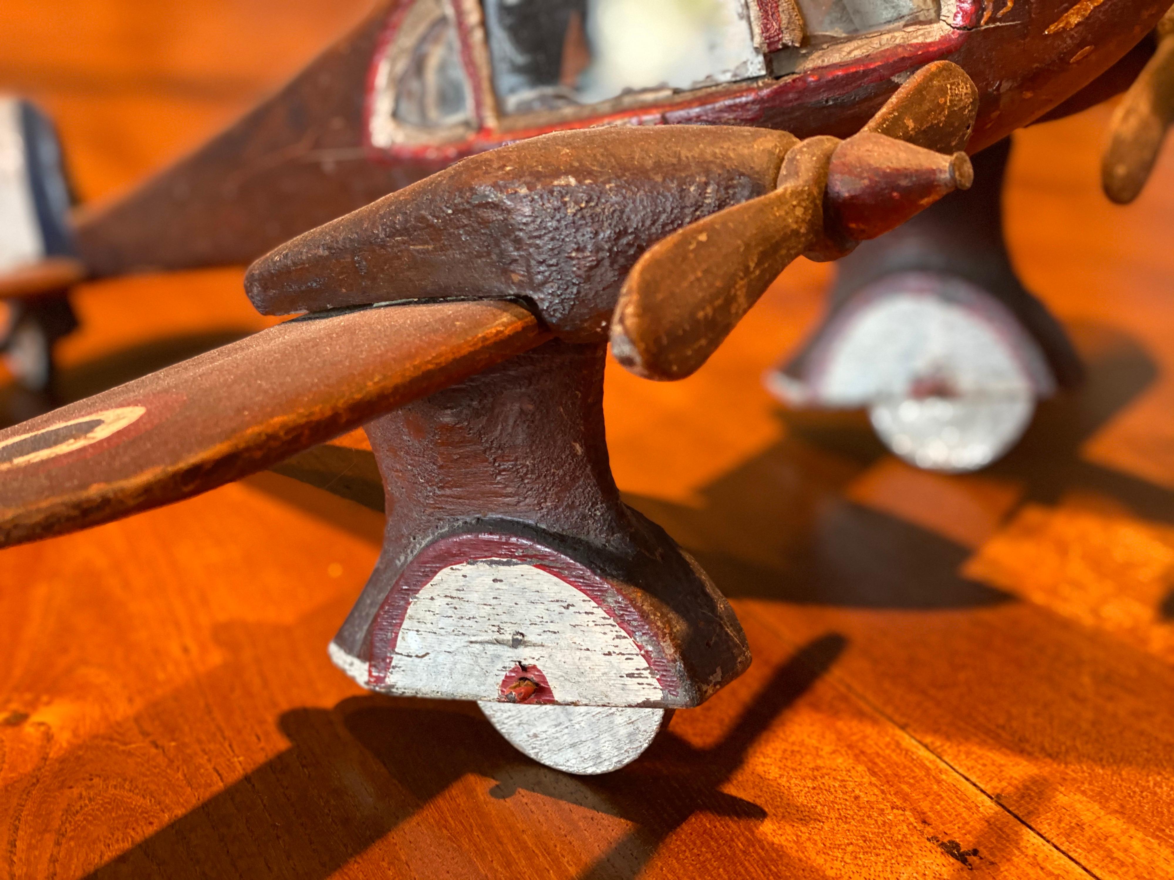 Carved and Painted Wood Model of a French Propeller Plane, circa 1945 6