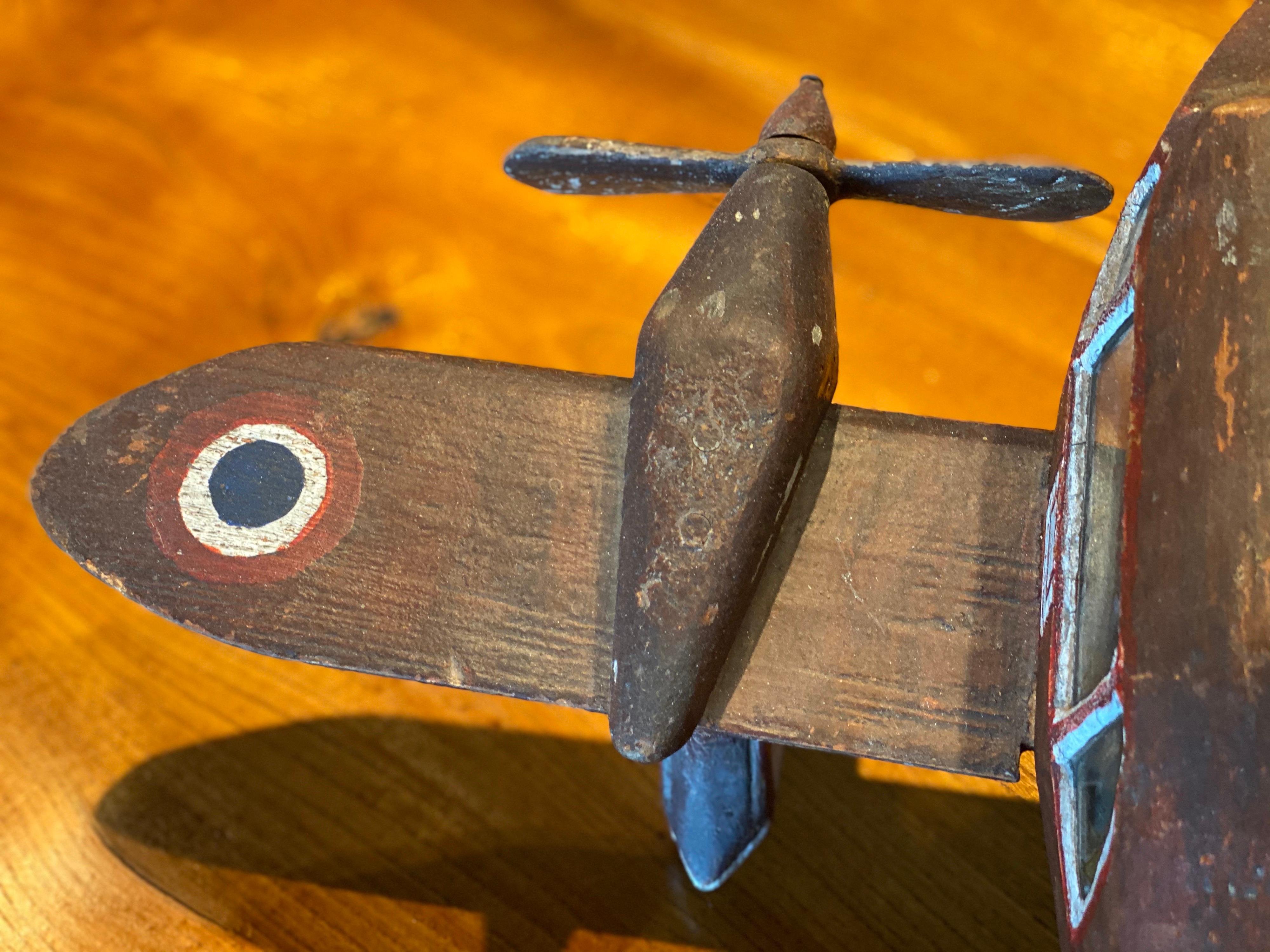 Carved and Painted Wood Model of a French Propeller Plane, circa 1945 14