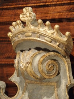Carved and Painted Wooden Cartouche Plaque from Italy
