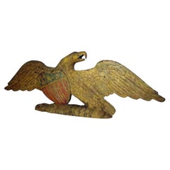 Carved and Painted Wooden Eagle with Shield Attributed to John Haley Bellamy