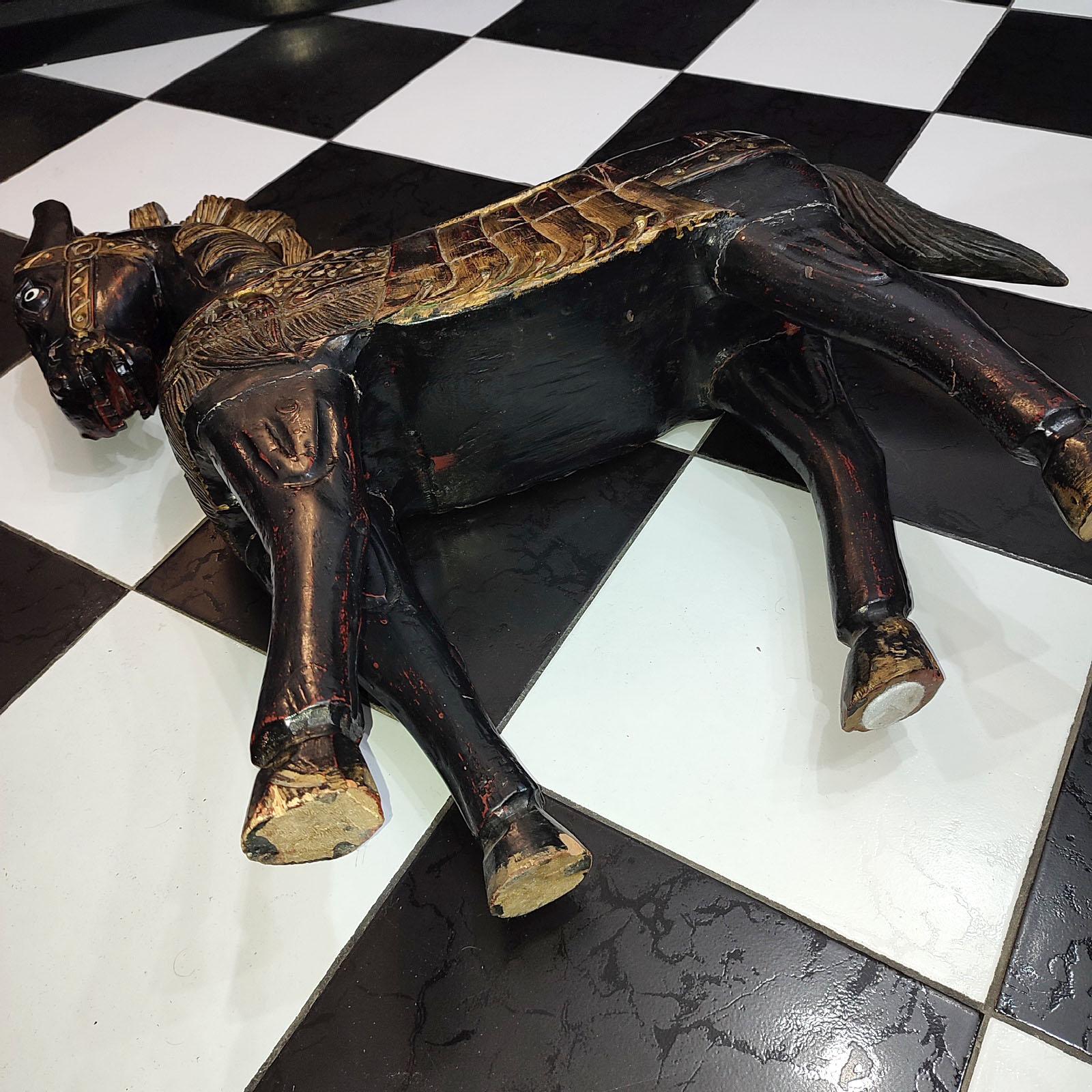 Carved and Painted Wooden Horse For Sale 1