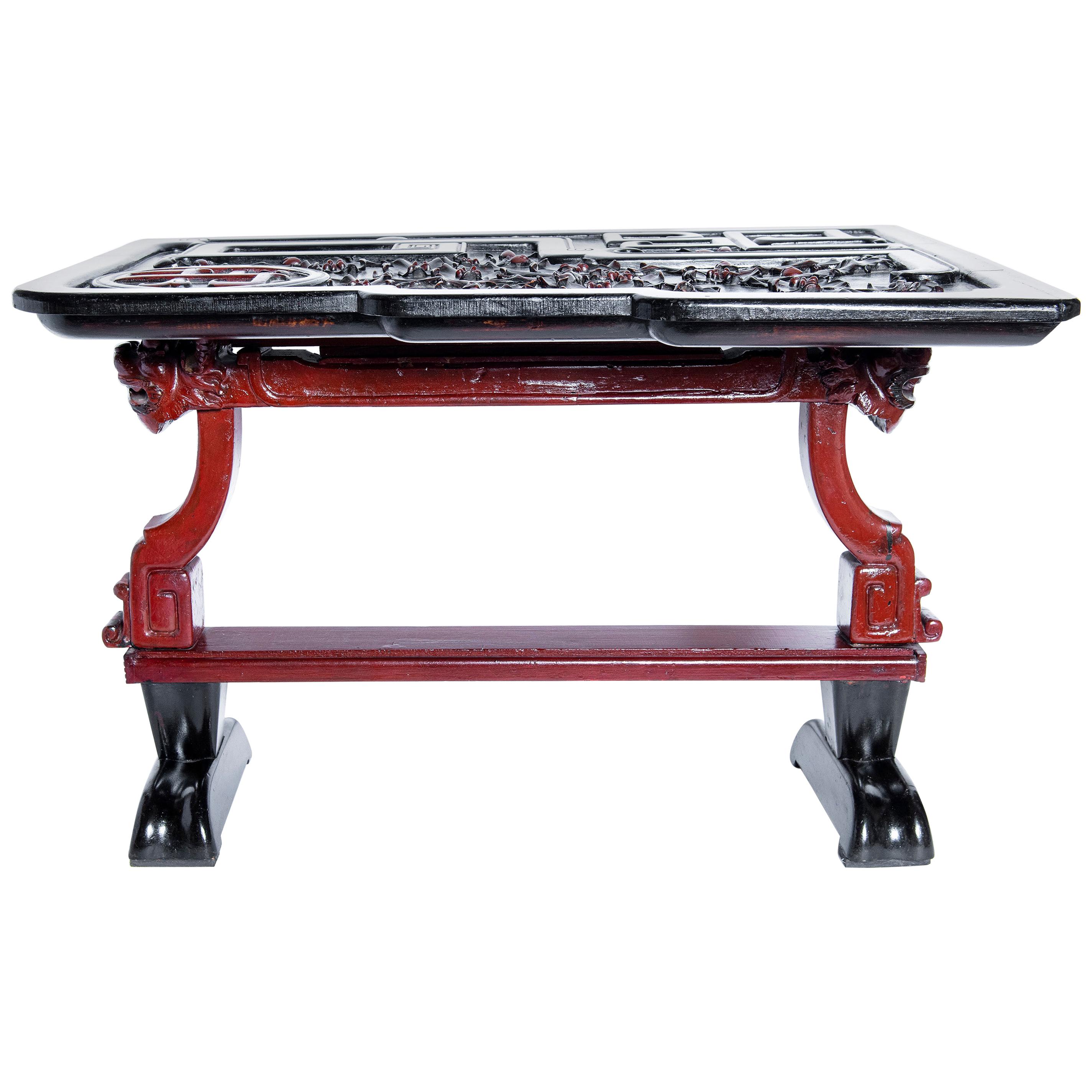 Carved and Patinated Wood Table, France, Late 19th Century