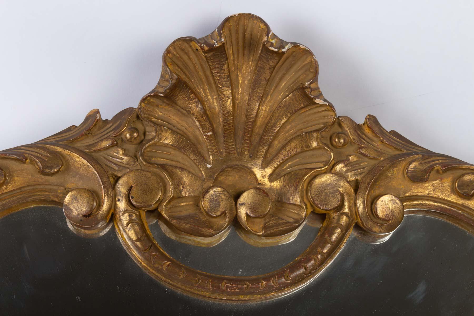20th Century Carved and Patinated Wooden Mirror in the Louis XV Style