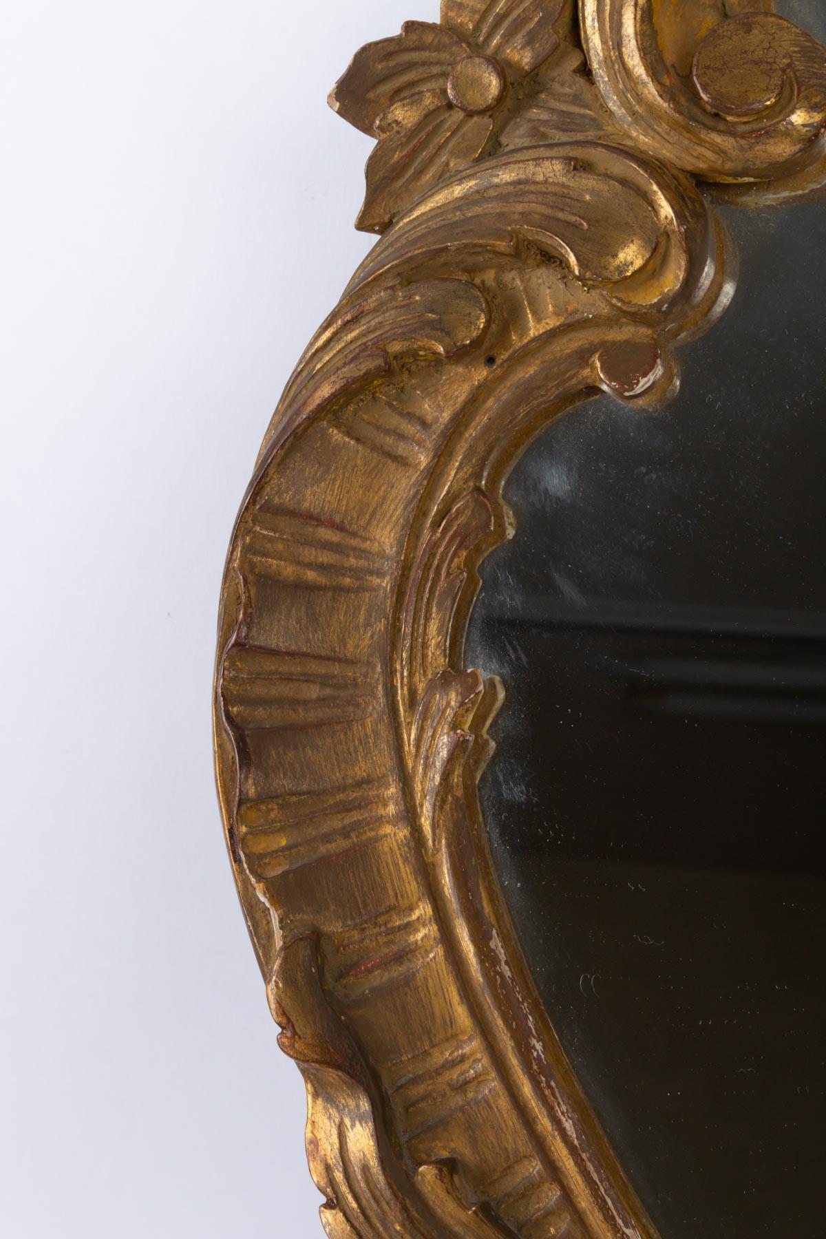 Carved and Patinated Wooden Mirror in the Louis XV Style 2