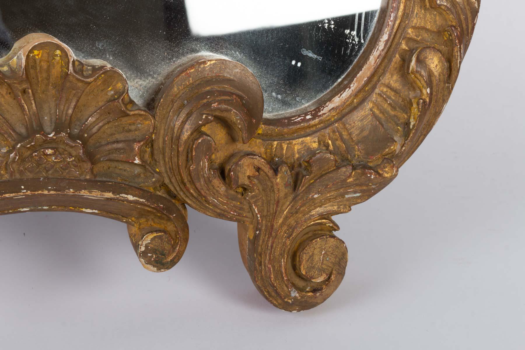 Carved and Patinated Wooden Mirror in the Louis XV Style 4