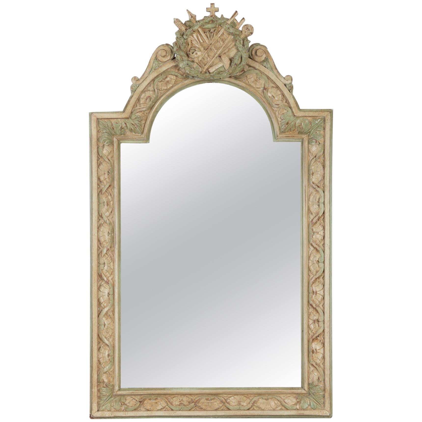 Carved and Patinated Wooden Mirror in the Napoleon III Style