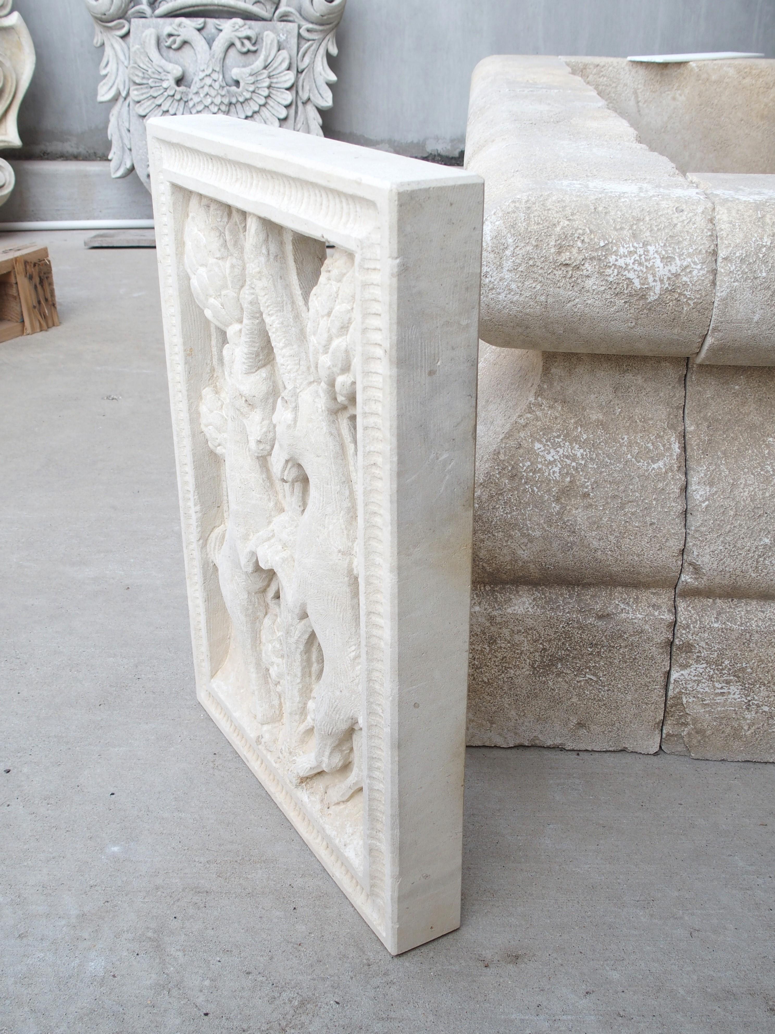 Carved and Pierced Italian Limestone Plaque of Rampant Ibex For Sale 5