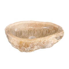 Carved and Polished Onyx Sink Basin in Cream Color