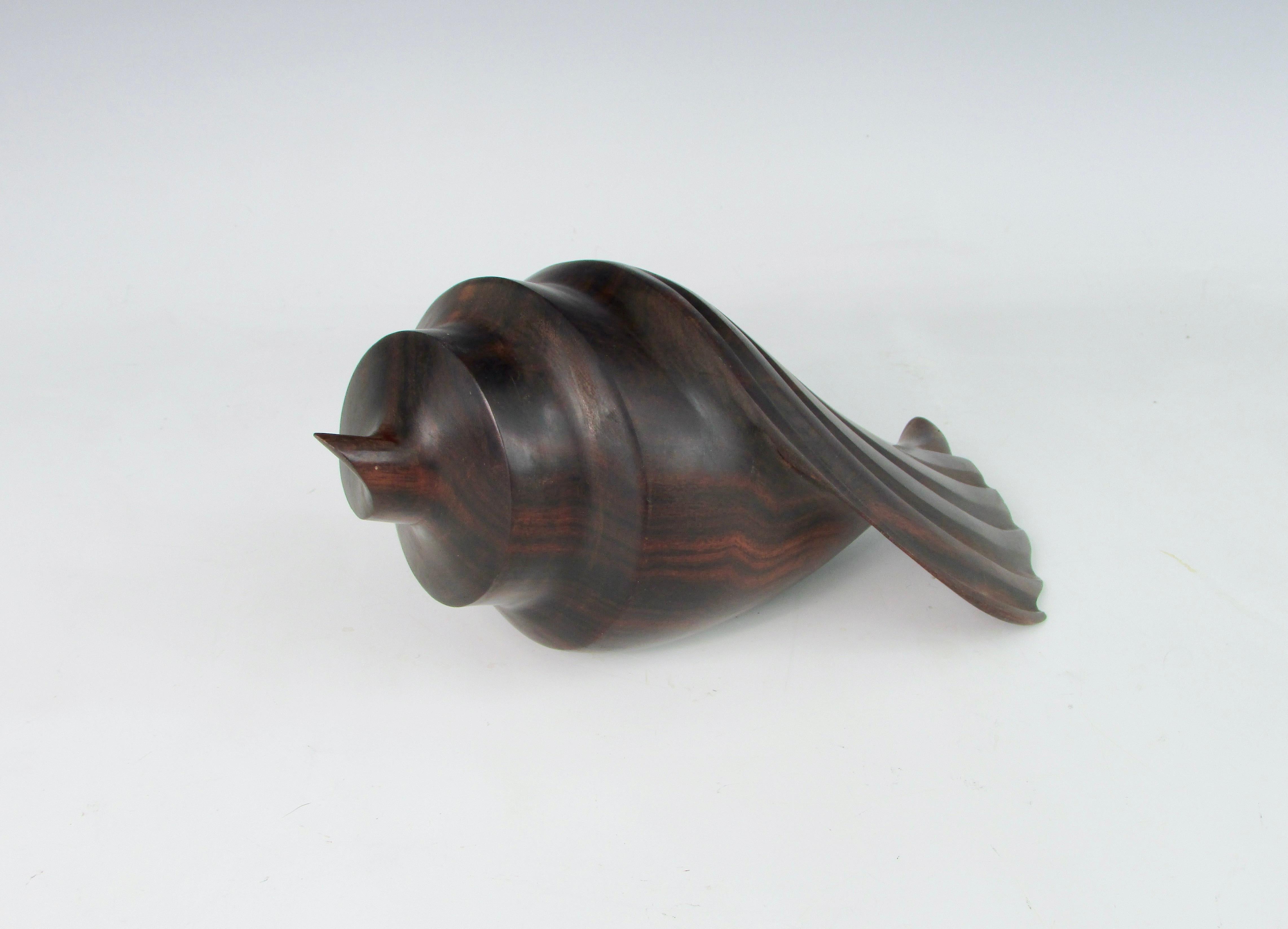 Carved and Polished Rosewood Conch Shell For Sale 2