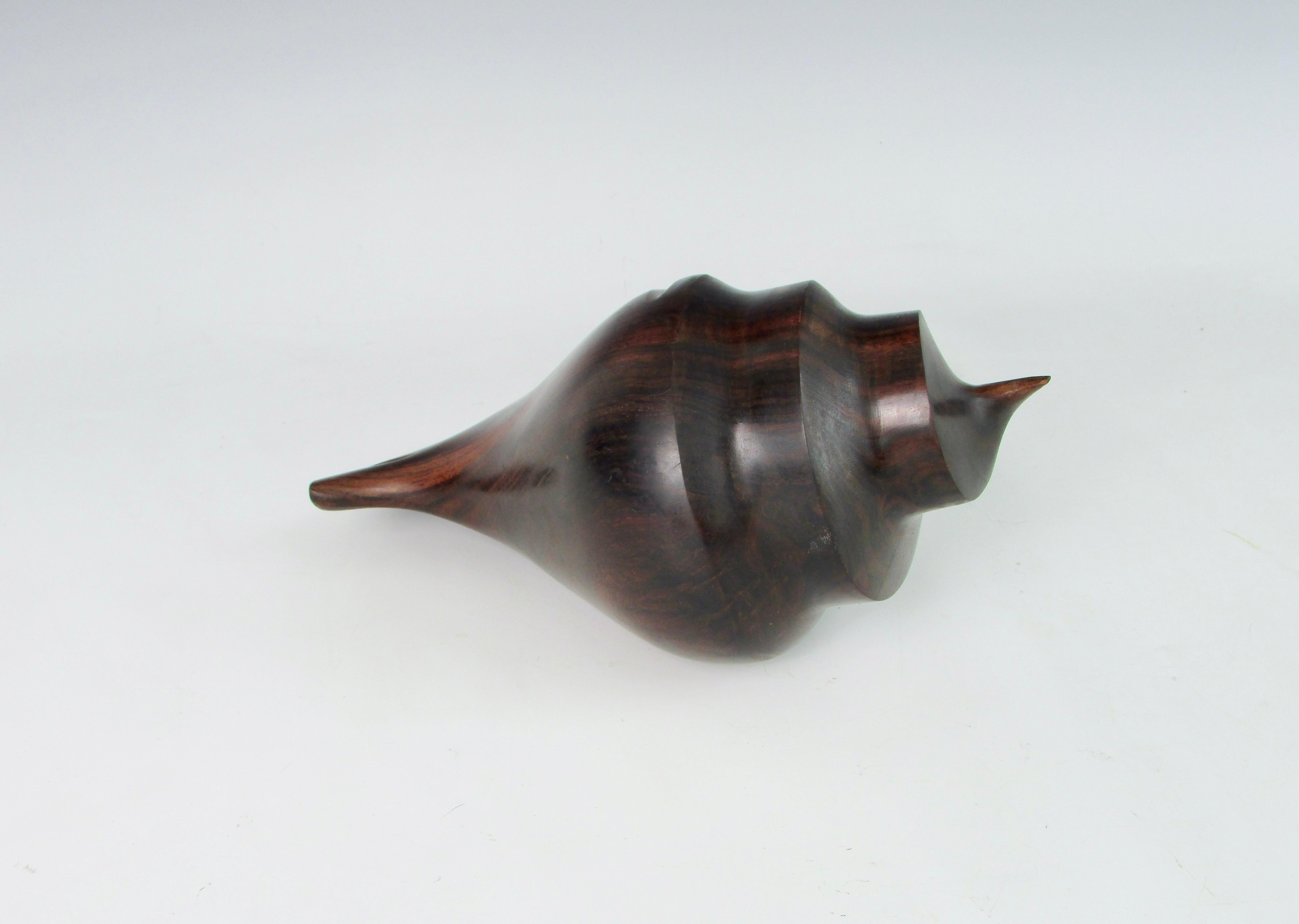 Carved and Polished Rosewood Conch Shell For Sale 3
