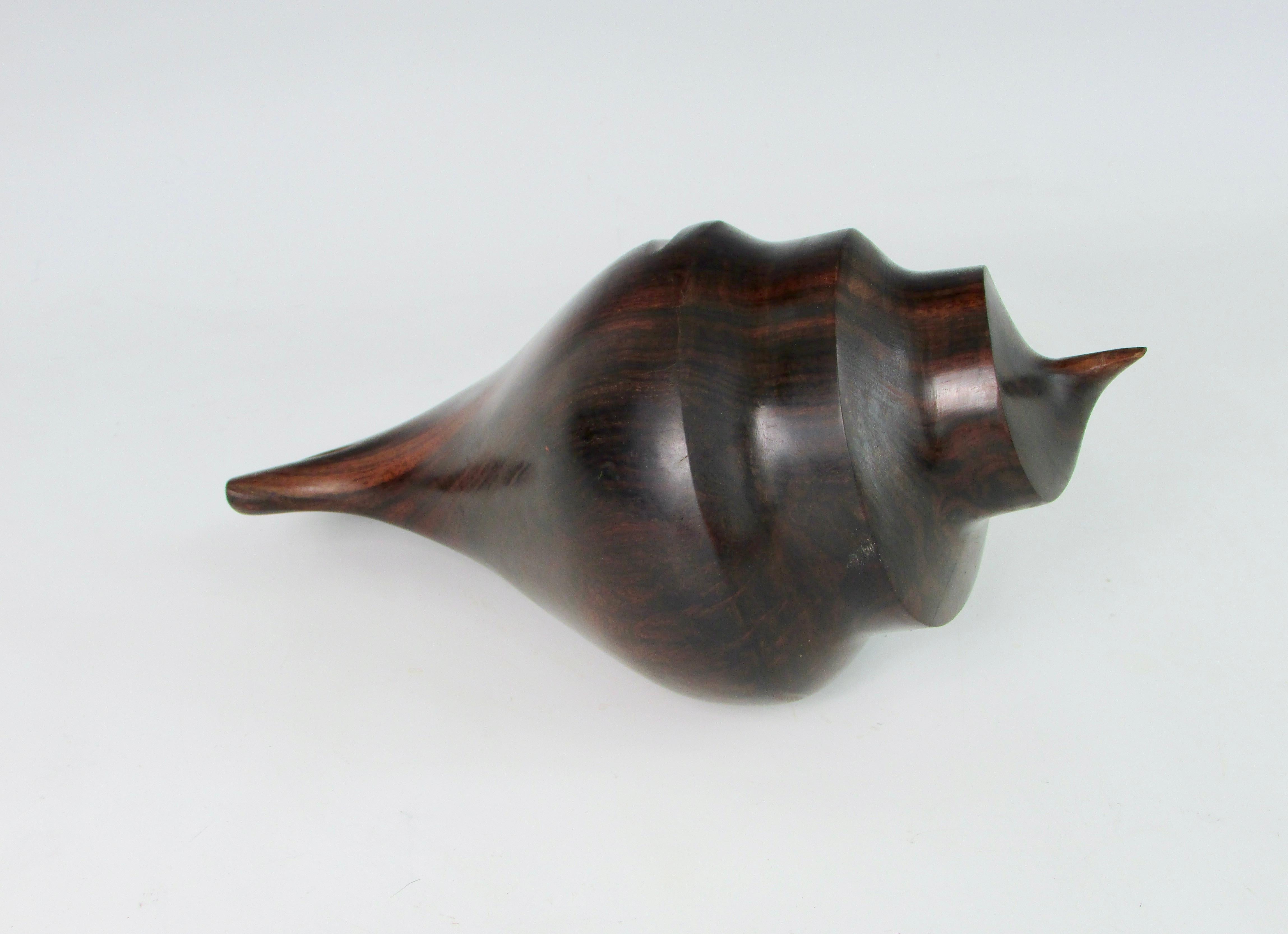Carved and Polished Rosewood Conch Shell For Sale 4