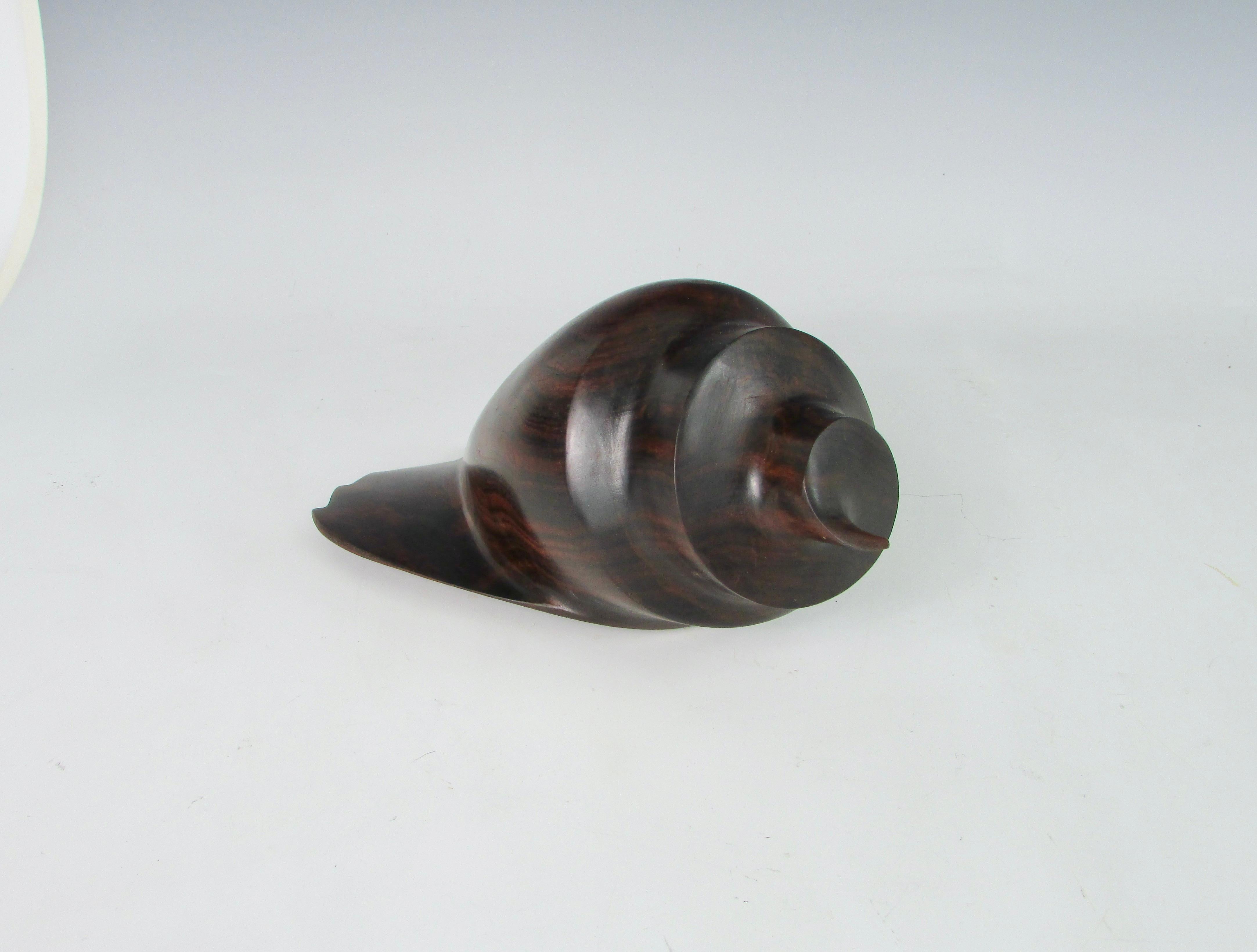 Mid-Century Modern Carved and Polished Rosewood Conch Shell For Sale