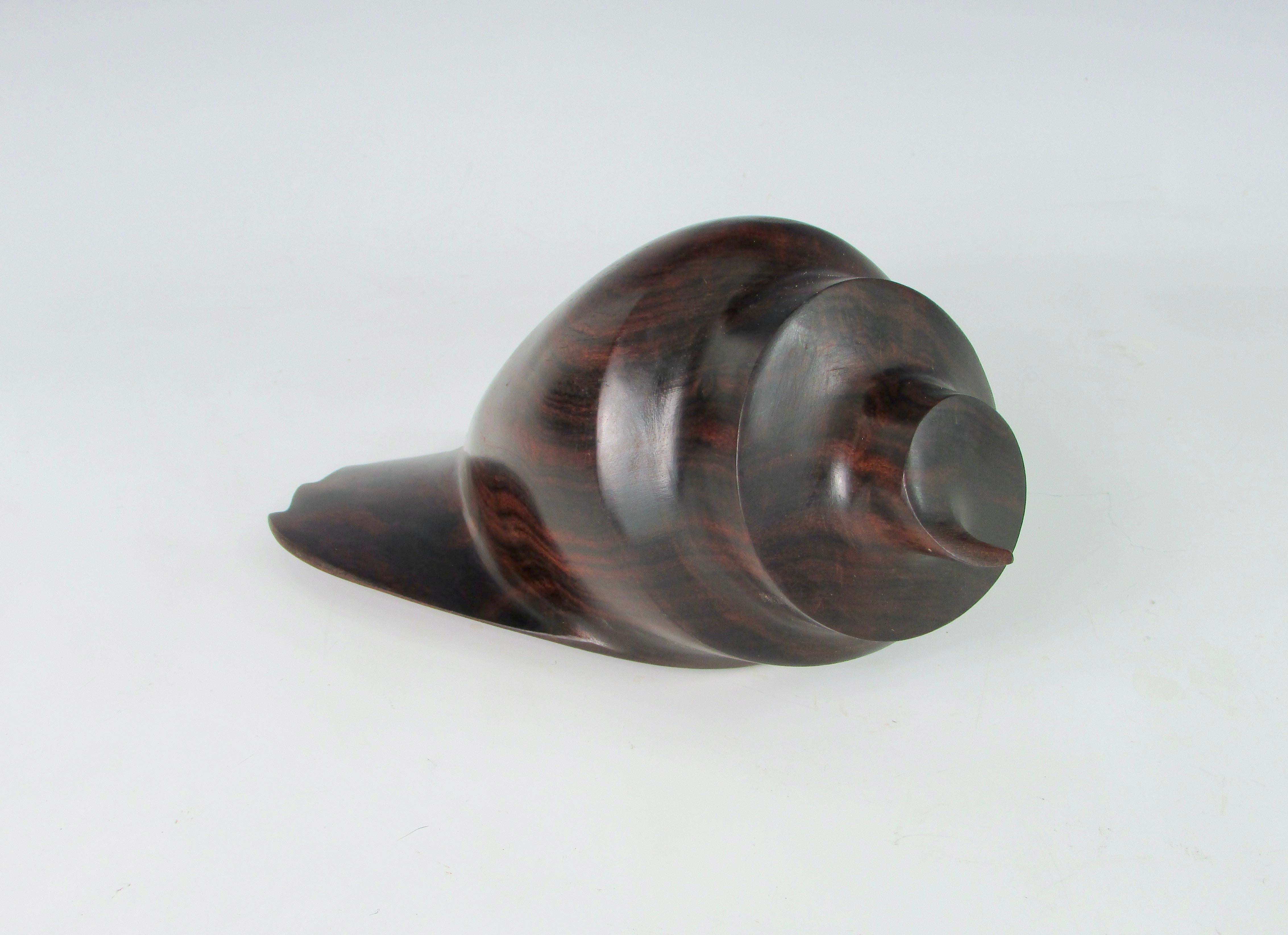 American Carved and Polished Rosewood Conch Shell For Sale