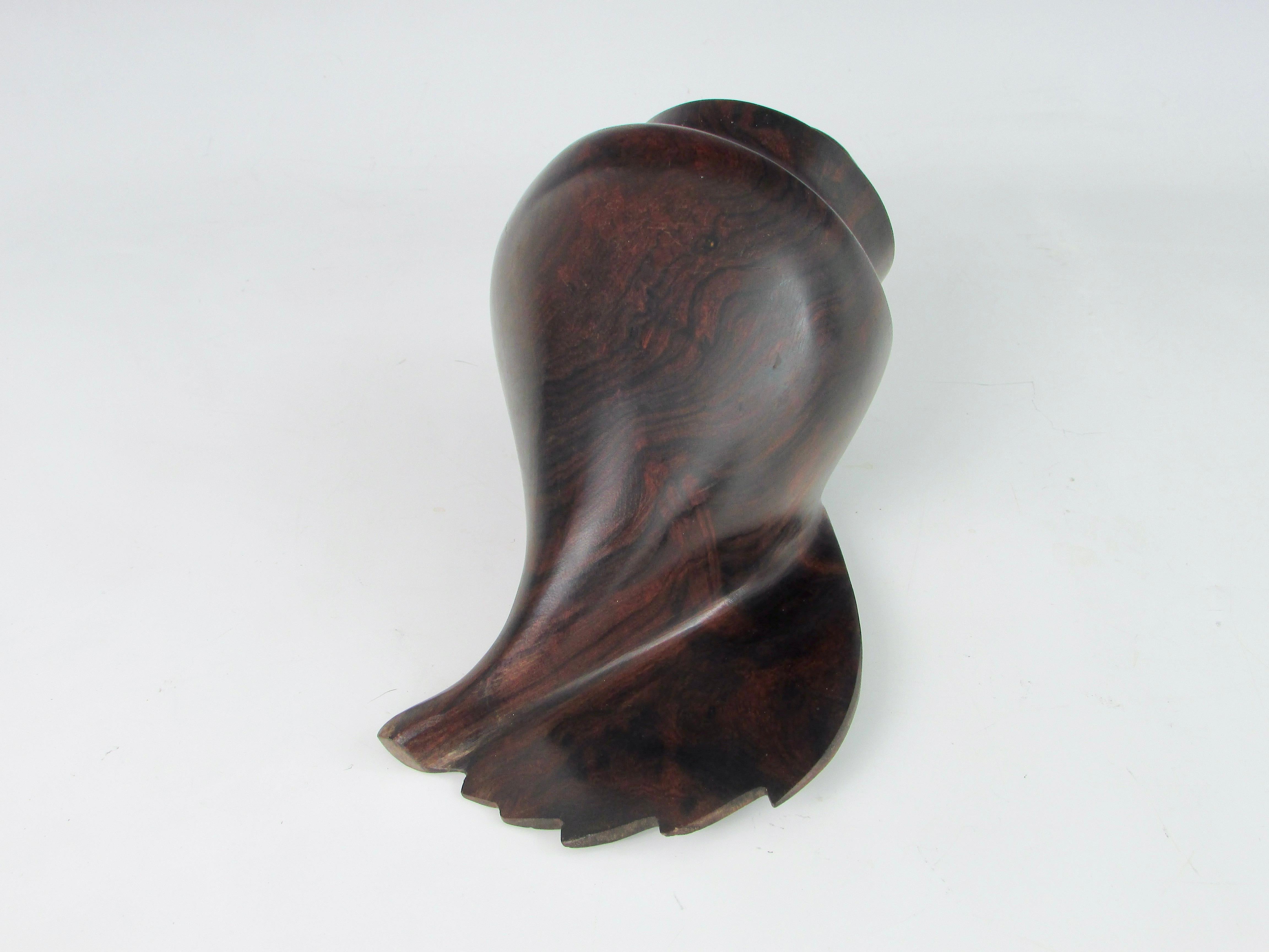 Carved and Polished Rosewood Conch Shell In Good Condition For Sale In Ferndale, MI