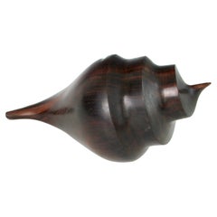 Carved and Polished Rosewood Conch Shell