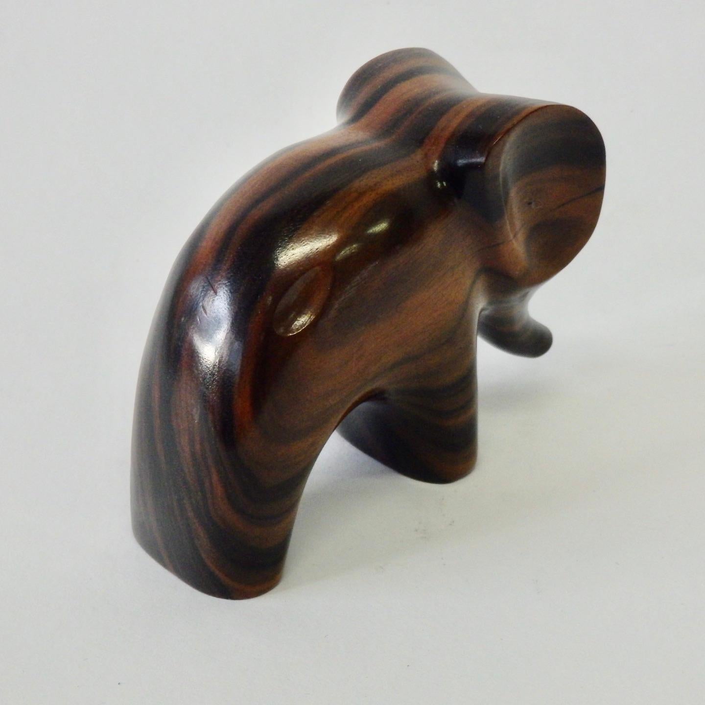 Mid-Century Modern Carved and Polished Stylized Rosewood Elephant Sculpture For Sale