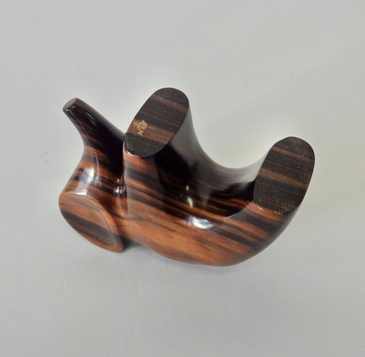 Mid-20th Century Carved and Polished Stylized Rosewood Elephant Sculpture