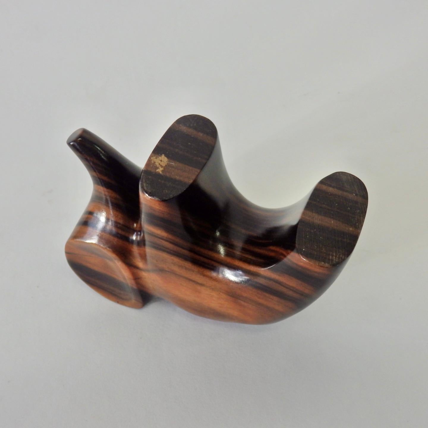Carved and Polished Stylized Rosewood Elephant Sculpture For Sale 1