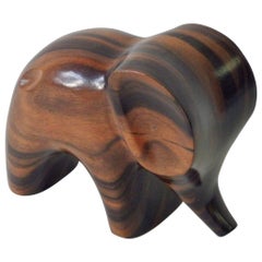 Carved and Polished Stylized Rosewood Elephant Sculpture