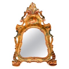 Carved and Polychrome Painted Venetian Rococo Wall Mirror, Provenance