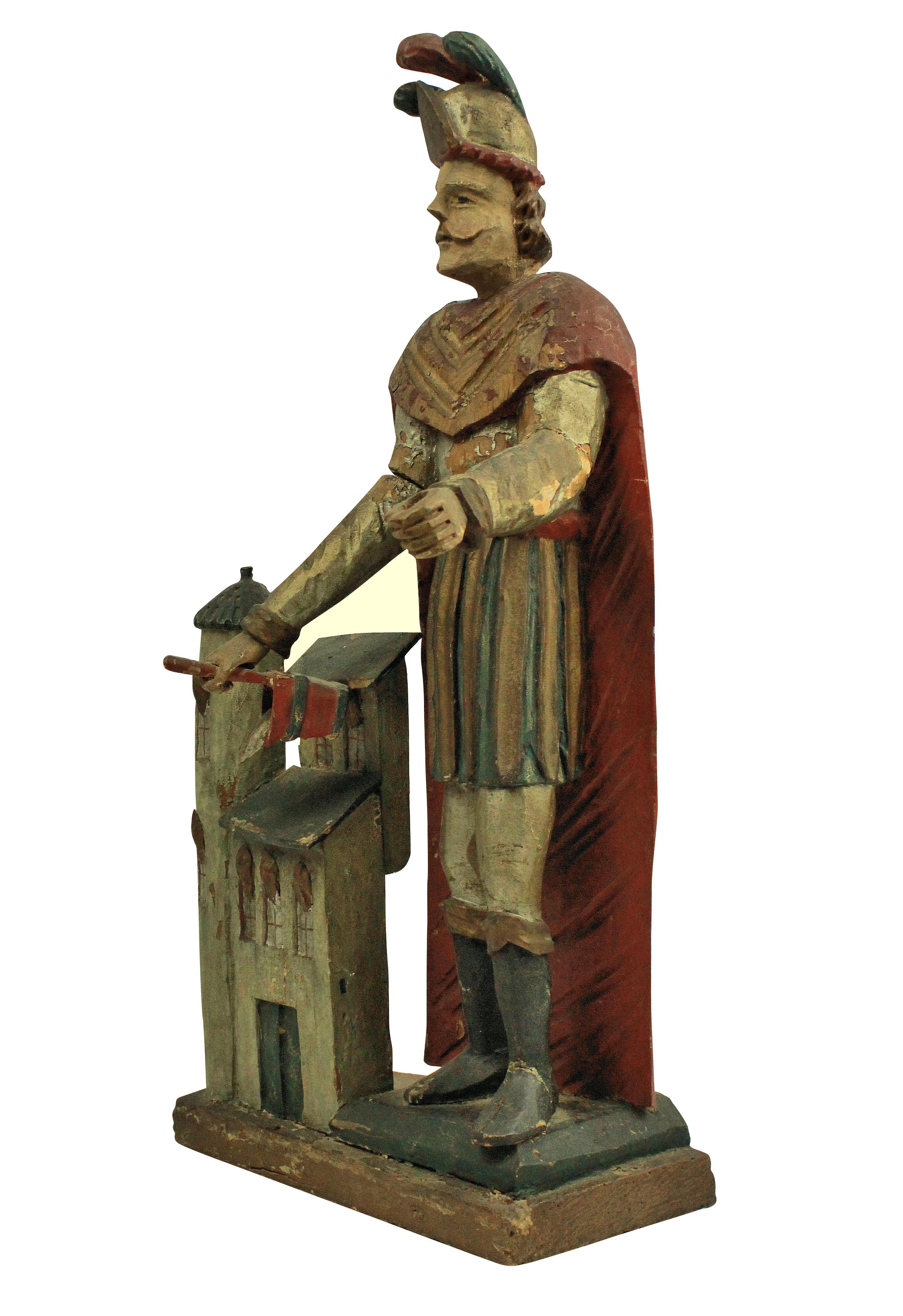 18th Century Carved and Polychrome Statue of Saint Florian