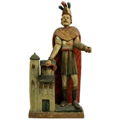 Carved and Polychrome Statue of Saint Florian