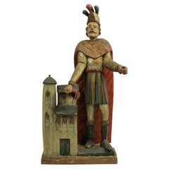 Antique Carved and Polychrome Statue of Saint Florian