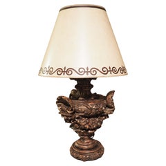 Carved and Polychromed Antique Table Lamp from Italy