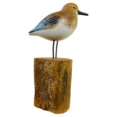 Vintage Carved and Polychromed Plover by Pat Gardner, Nantucket, 1974