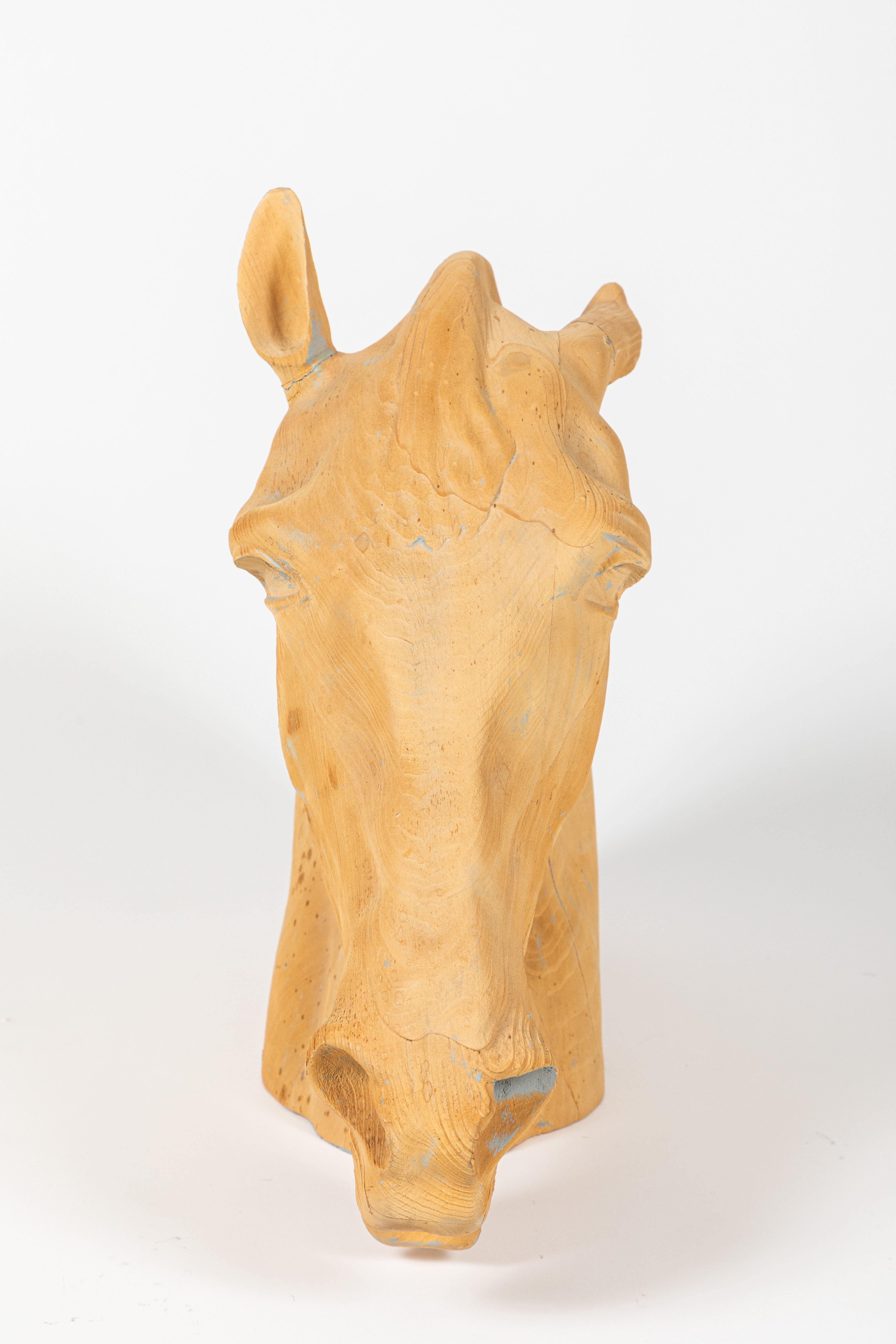 Hand-Carved Carved and Sandblasted Horse Bust after the Elgin Marbles
