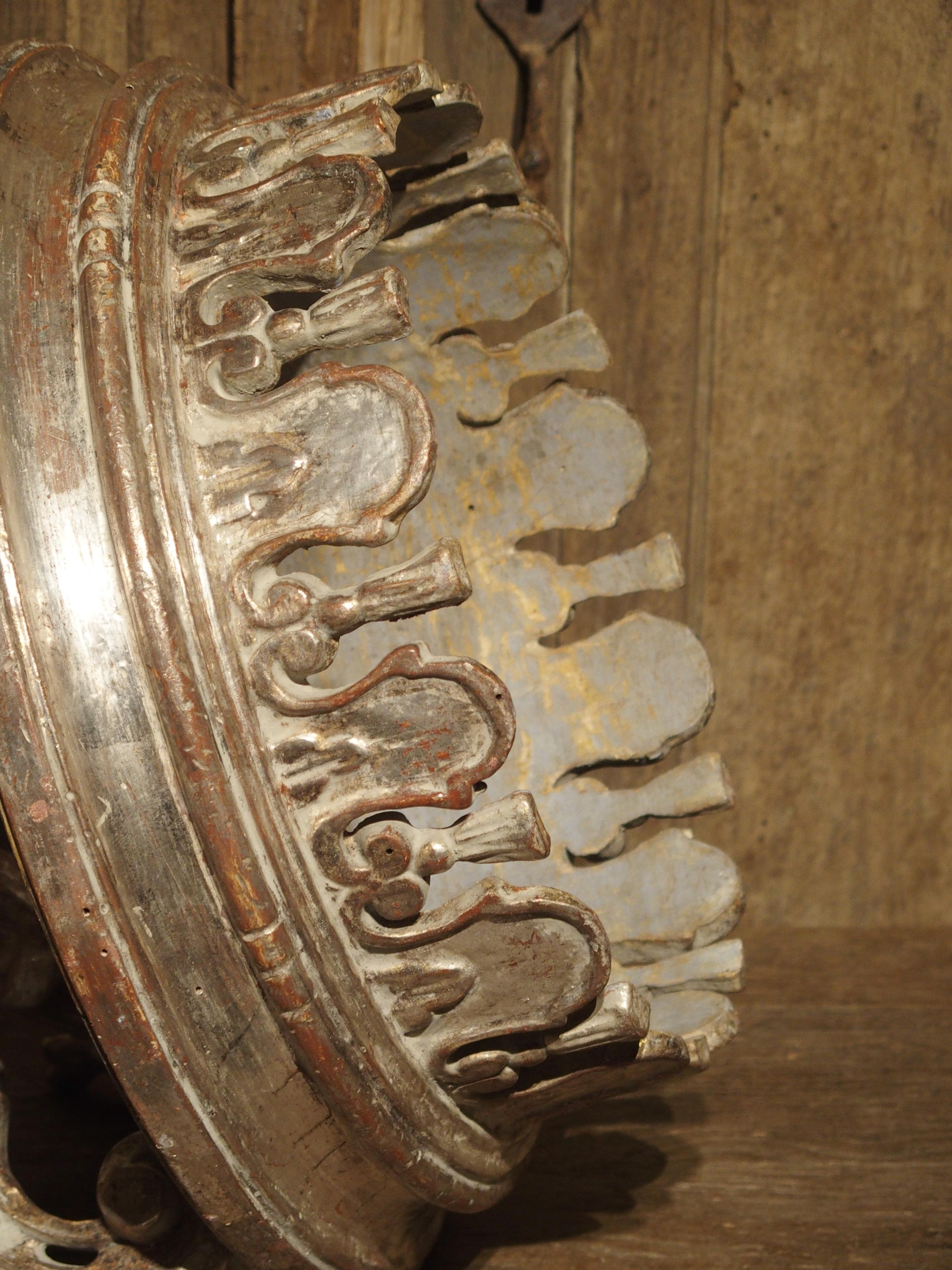 Carved and Silver Gilt Italian Bed Crown 7