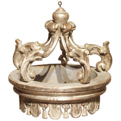 Vintage Carved and Silver Gilt Italian Bed Crown
