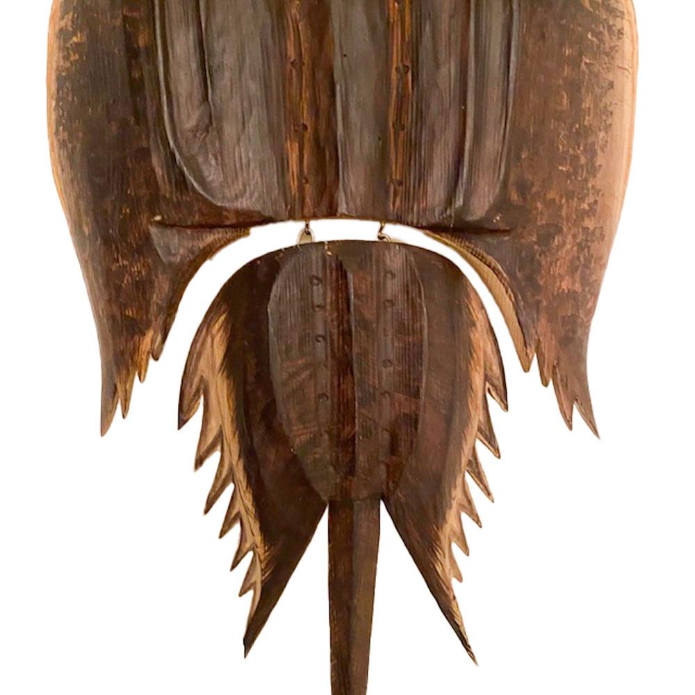 Folk Art Carved and Stained Articulated Model of a Horseshoe Crab by Jac Johnson