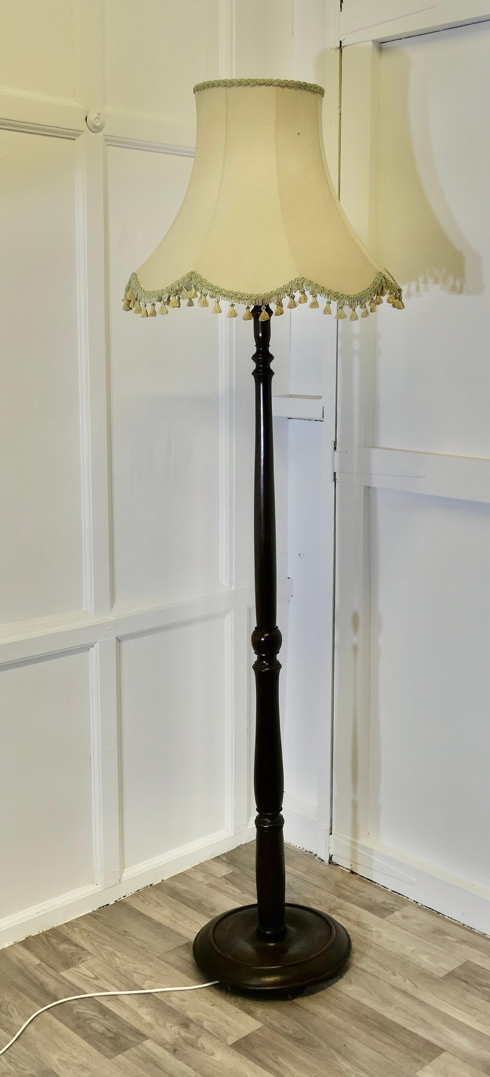 Beech Carved and Turned Floor Lamp, Standard Lamp For Sale