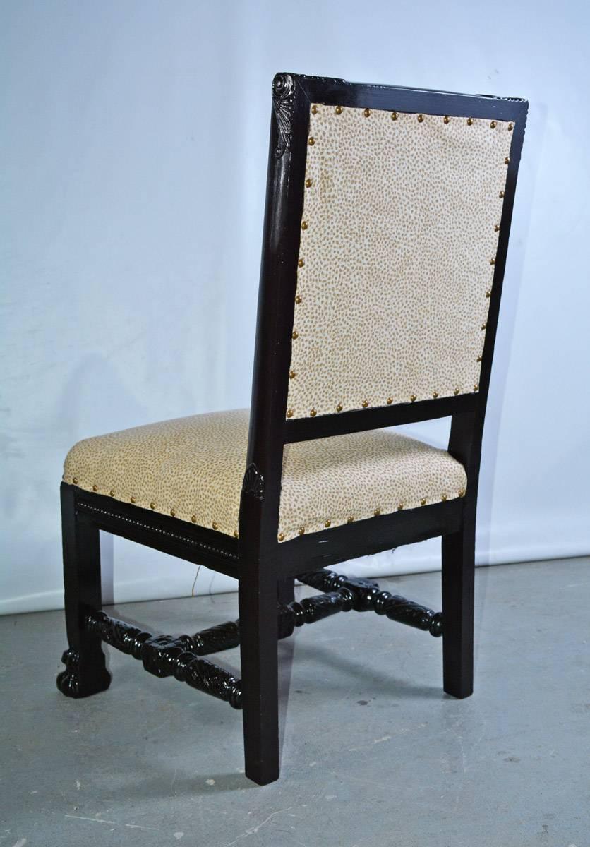Gothic Revival Carved and Upholstered Hall Chair For Sale