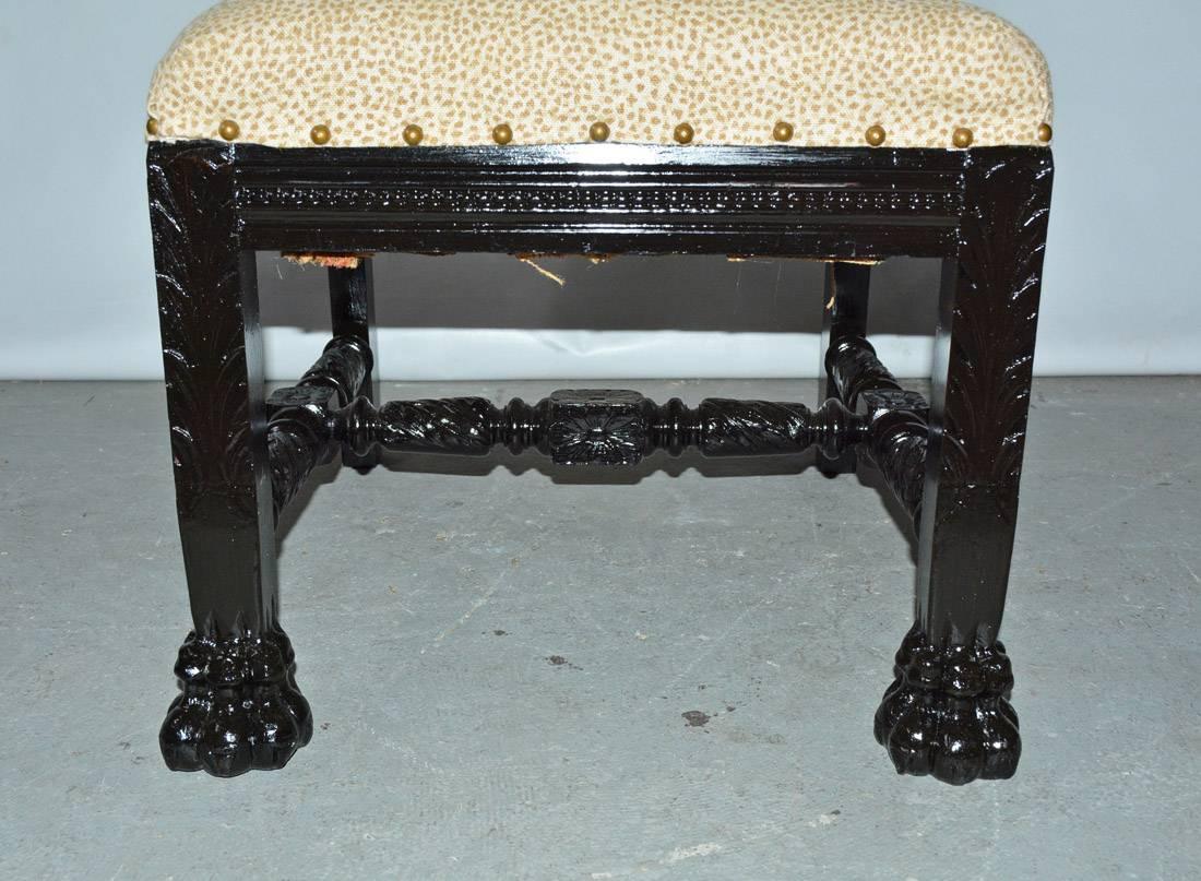Hand-Carved Carved and Upholstered Hall Chair For Sale