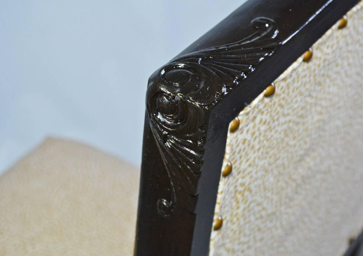 Wood Carved and Upholstered Hall Chair For Sale